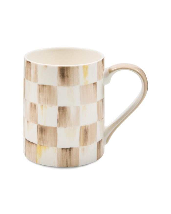 Mocha Check Porcelain Mug