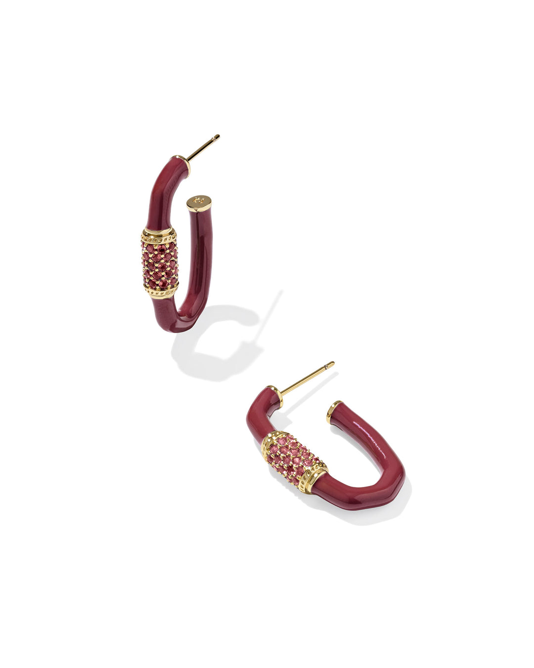 Emery Enamel Gold Hoop Earrings, Burgundy Mix