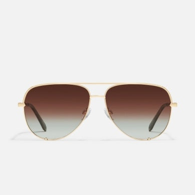High Key Large Sunglasses, Gold/Brown Fade