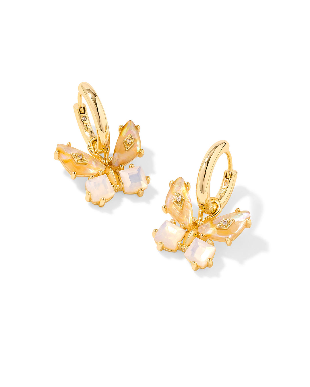 Bianca Butterfly Huggie Earrings, Iridescent White