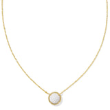 Volleyball Gold Short Pendant Necklace in White Mother-of-Pearl
