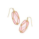 Elle Lattice Frame Gold Drop Earrings, Blush Ivory Mother of Pearl