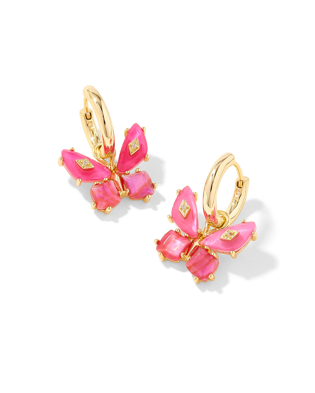 Bianca Butterfly Huggie Earrings, Pink