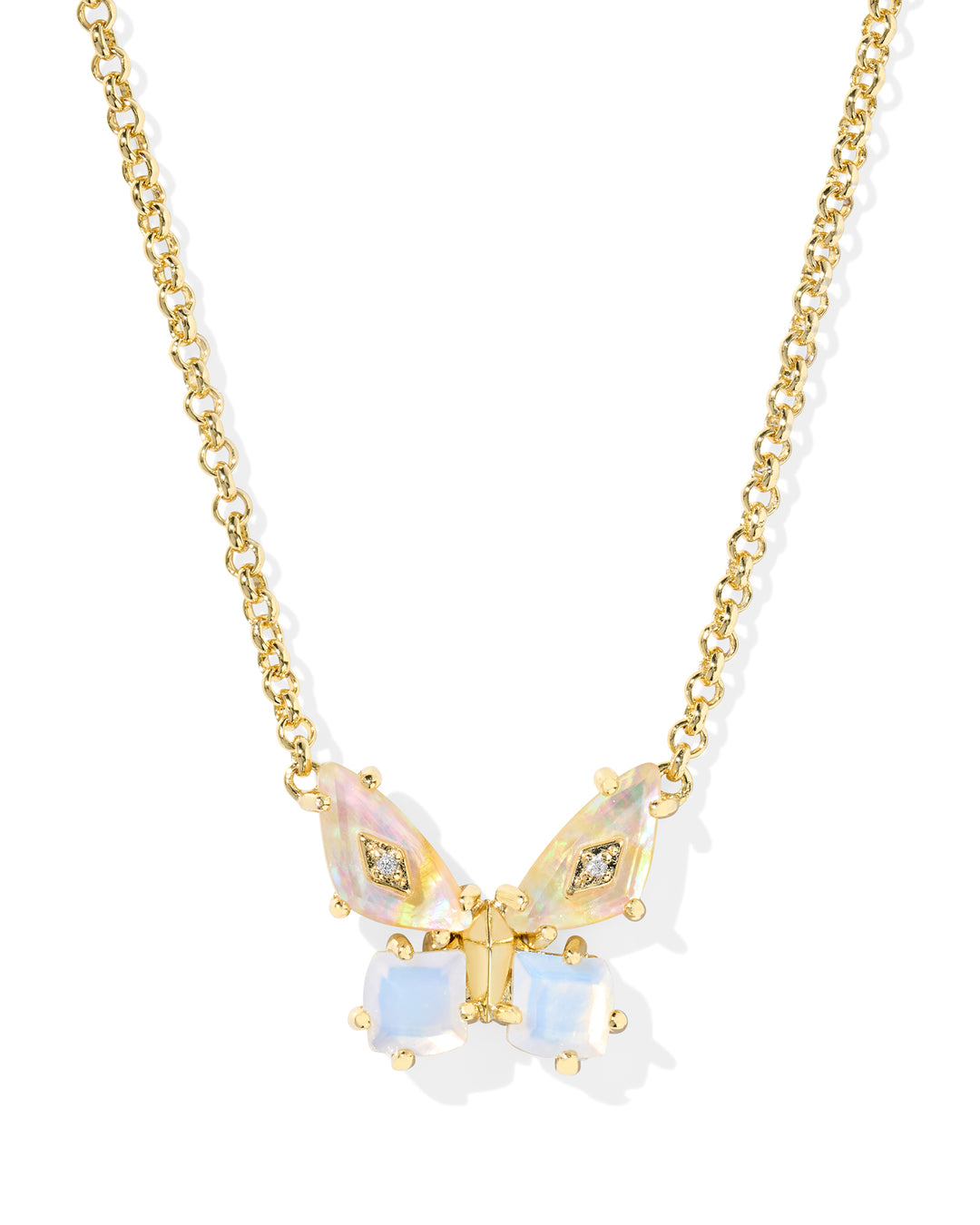 Bianca Butterfly Pendant Necklace, White Iridescent