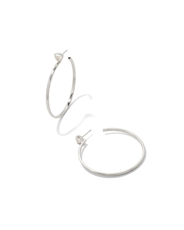 Arden Silver Hoop, White Crystal