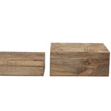 Hand-Carved Mango Wood Boxes, Set of 2