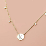 Shine Bright Circle Initial Necklace, Gold