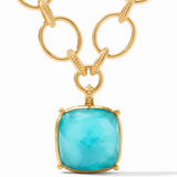Antonia Gold Statement Necklace, Iridescent Bahamian Blue
