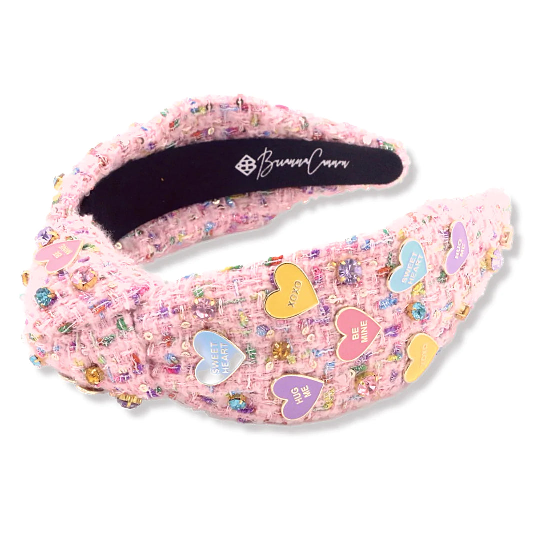 Heart Candy Tweed Headband with Crystals – Sabi Boutique display picture 2