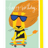 Happy Birthday Card - Rad Skater Lion