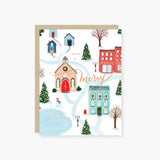Merry Winter Scene Foil Holiday Card