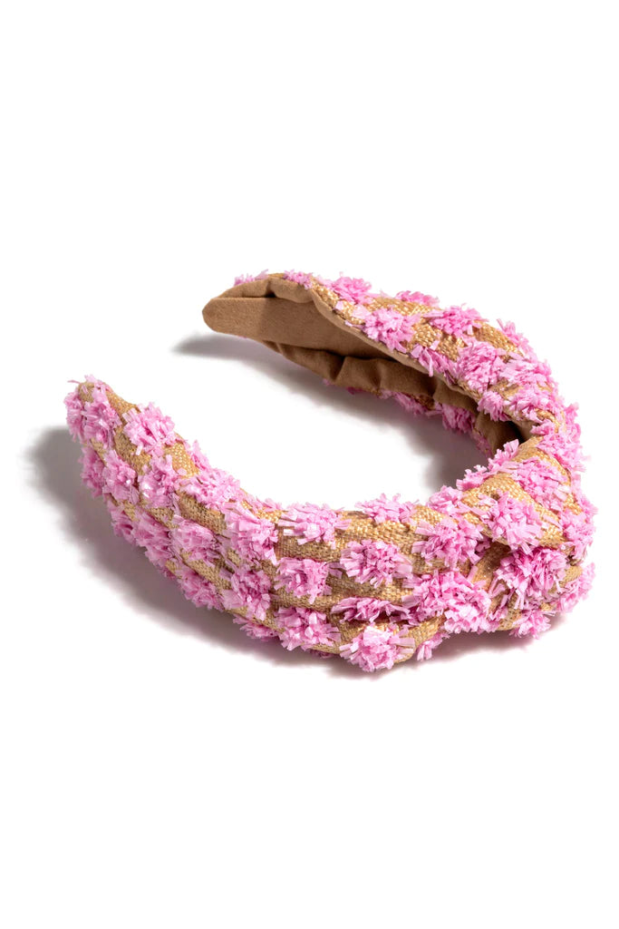 Tufted Straw Knotted Headband, Pink