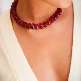 Chunky Maroon Beaded Necklace