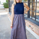 Copper Row Midi Dress, Navy