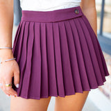 Power Play Pleats Skirt, Maroon