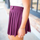 Power Play Pleats Skirt, Maroon