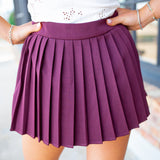 Power Play Pleats Skirt, Maroon