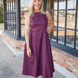 Pretty in Dots Midi Dress, Burgundy
