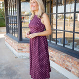 Pretty in Dots Midi Dress, Burgundy