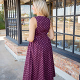 Pretty in Dots Midi Dress, Burgundy