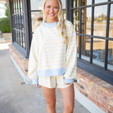 Blueberry Lemonade Striped Shorts, Yellow/Baby Blue