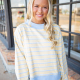Blueberry Lemonade Striped Sweatshirt, Yellow/Baby Blue