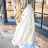 Blueberry Lemonade Striped Sweatshirt, Yellow/Baby Blue