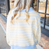 Blueberry Lemonade Striped Sweatshirt, Yellow/Baby Blue