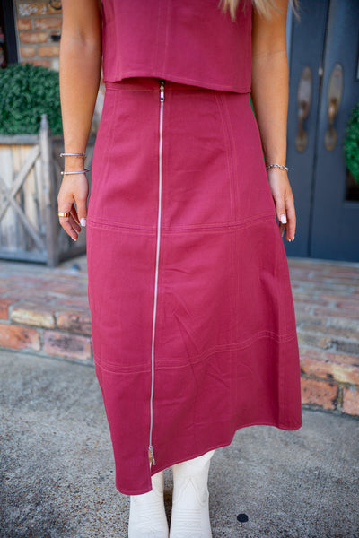 Better Together Midi Skirt, Maroon