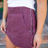 Stitch and Stone Utility Skirt, Burgundy