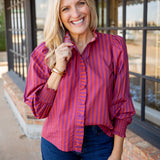 Full Stripe Ahead Top, Plum