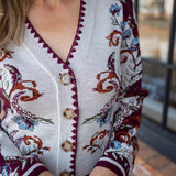 Millena Buttoned Knit Cardigan, Burgundy