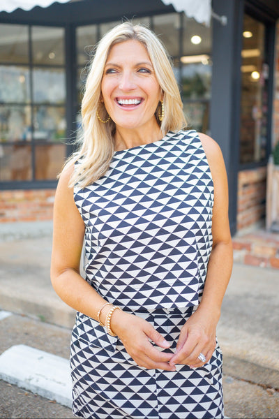 Agatha Chic Sleeveless Top, Black Retro