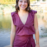 Lola V-Neck Top, Wine