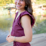 Lola V-Neck Top, Wine