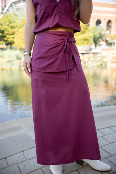 Lola Overlay Midi Skirt, Wine