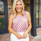Dotted Delight Top, Burgundy