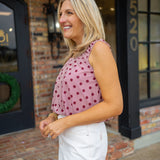 Dotted Delight Top, Burgundy