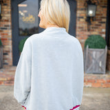 Texas A&M Gingham Mascot Mock Neck Sweatshirt, Grey