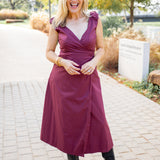 Lola Wrap Midi Dress, Wine