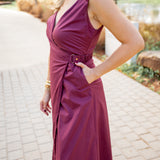 Lola Wrap Midi Dress, Wine