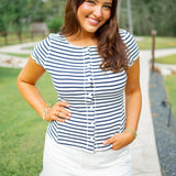 Most Wanted Striped Cardi, Navy/White Stripe Combo