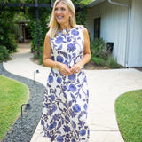 Agatha Chic Sleeveless Top, Indigo Chrysanthemum