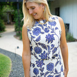 Agatha Chic Sleeveless Top, Indigo Chrysanthemum