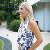 Agatha Chic Sleeveless Top, Indigo Chrysanthemum