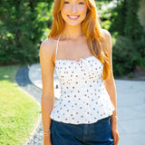 Lizzie Bustier Halter Top, White Polka Dot