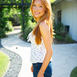 Lizzie Bustier Halter Top, White Polka Dot