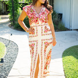 Fresco Frame Dress, Ivory Multi
