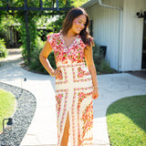 Fresco Frame Dress, Ivory Multi