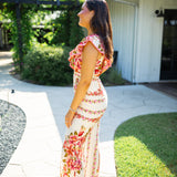 Fresco Frame Dress, Ivory Multi